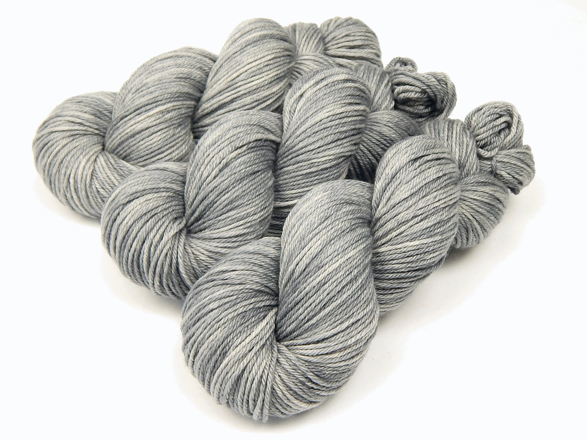 Hand Dyed Yarn, Worsted Weight Superwash Merino Wool - Silver